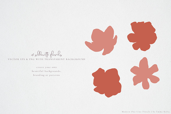 Modern One Line Floral Drawings in Illustrations - product preview 6
