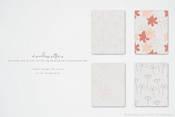 Modern One Line Floral Drawings in Illustrations - product preview 7