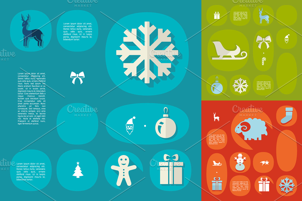 9 Christmas flat infographics in Illustrations - product preview 8