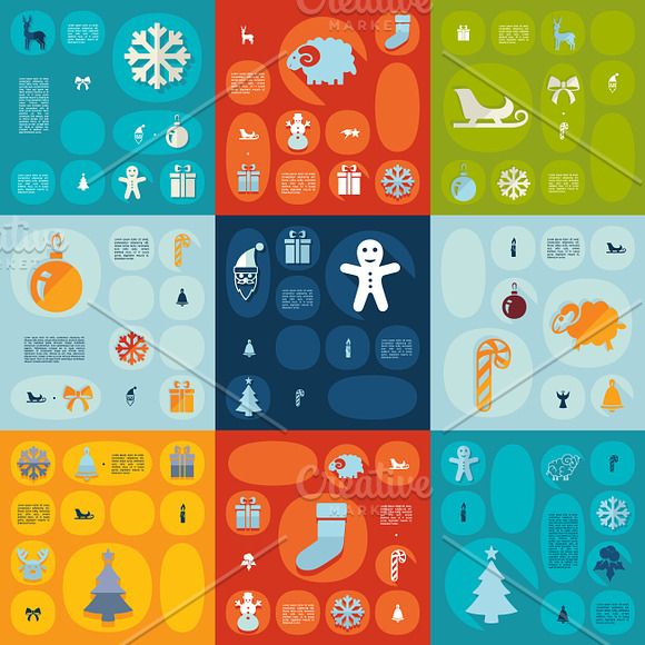 9 Christmas flat infographics in Illustrations - product preview 3