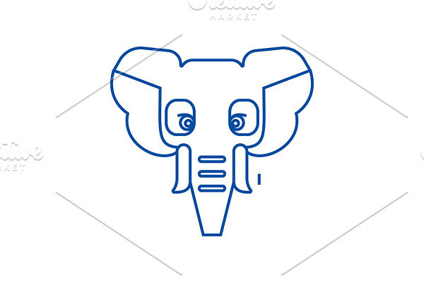 Elephant head line icon concept