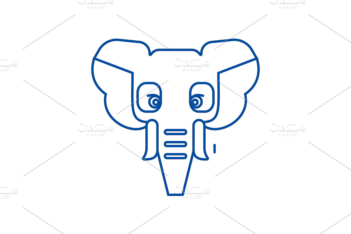 Elephant head line icon concept in Illustrations - product preview 8