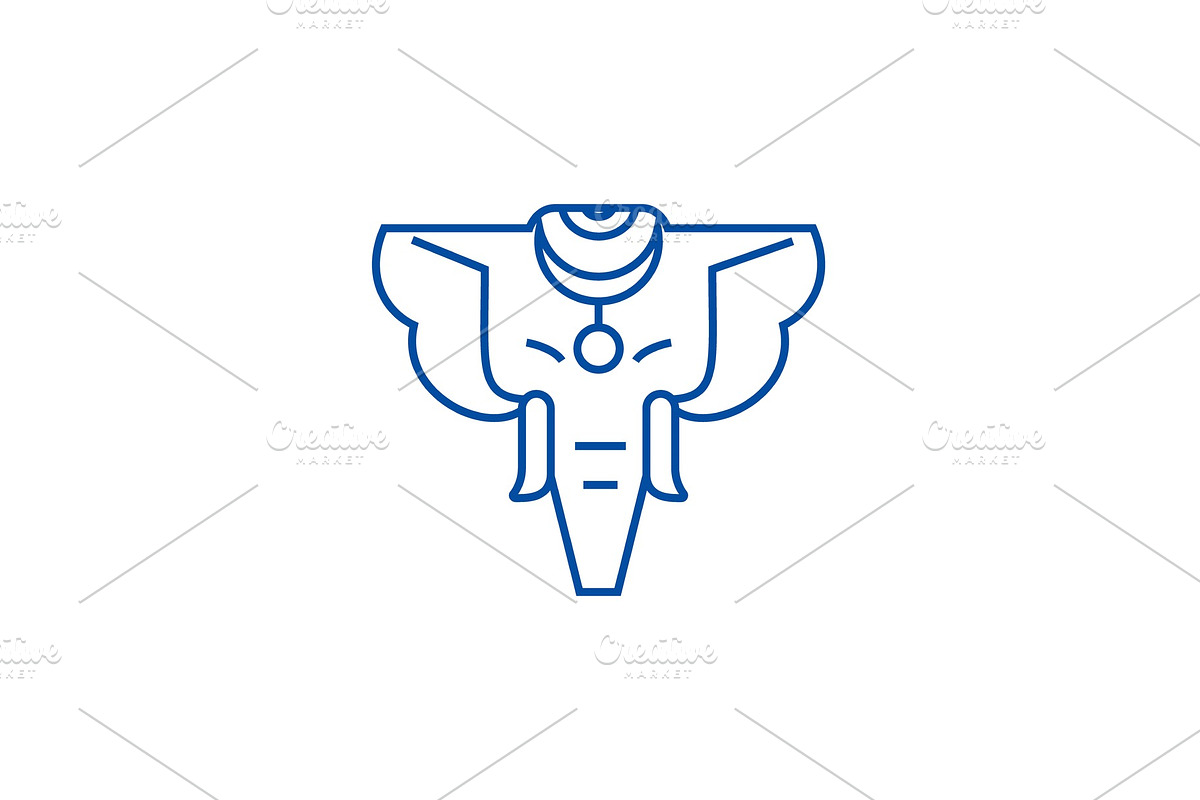 Elephant, india line icon concept in Illustrations - product preview 8