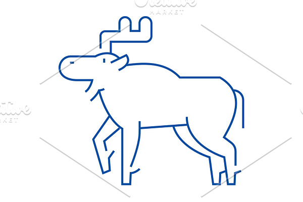 Elk line icon concept. Elk flat