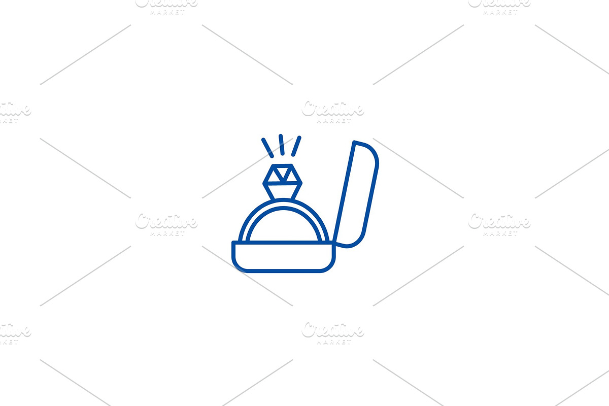 Engagement ring line icon concept in Illustrations - product preview 8