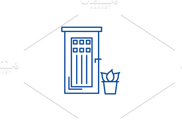 Entrance door line icon concept