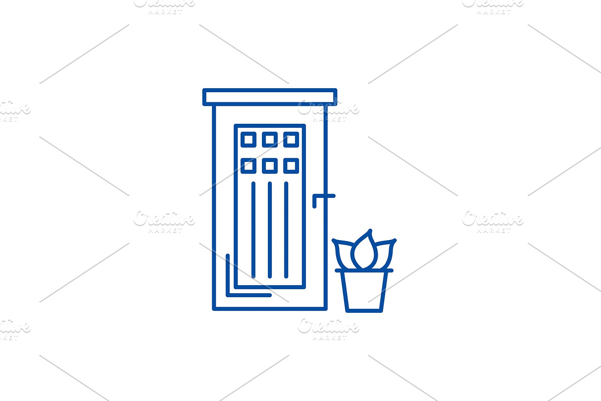 Entrance door line icon concept in Illustrations - product preview 8