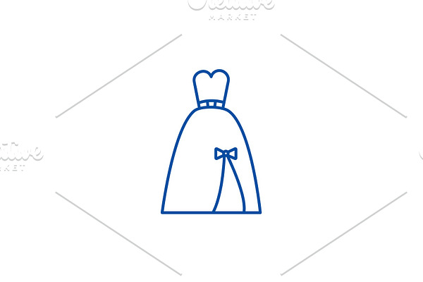 Evening bridal dress line icon