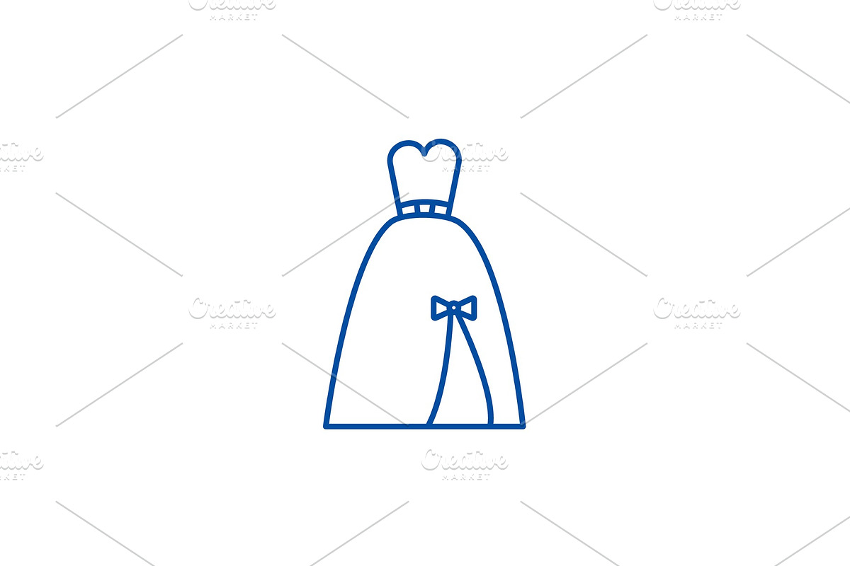Evening bridal dress line icon in Illustrations - product preview 8