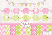 Pink and Lime Elephant Graphics