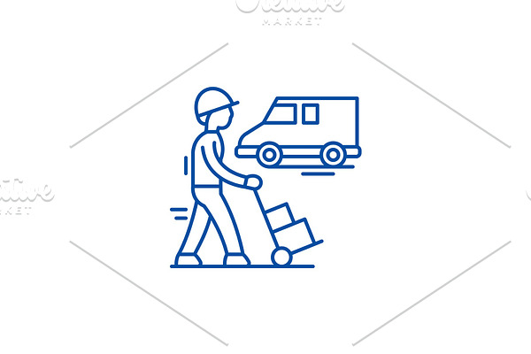 Express logistics line icon concept