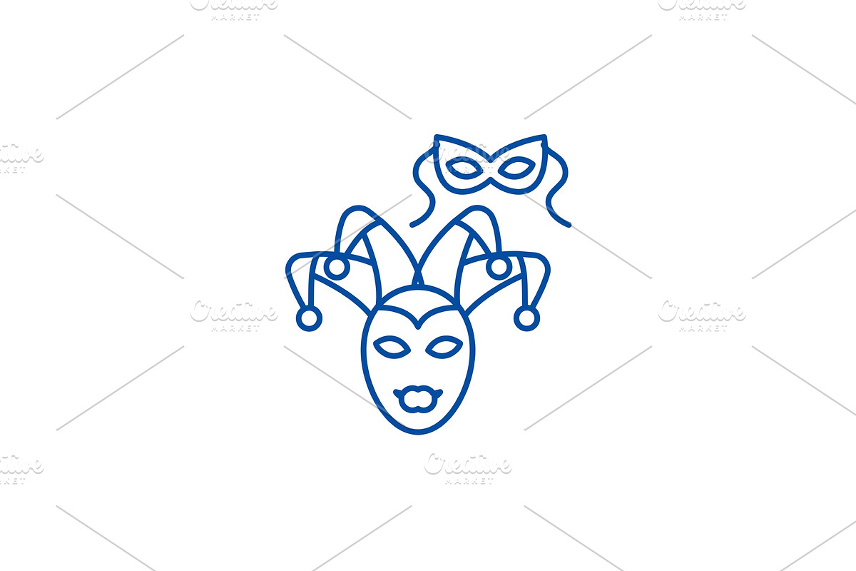 Eye mask,masquerade line icon in Illustrations - product preview 8