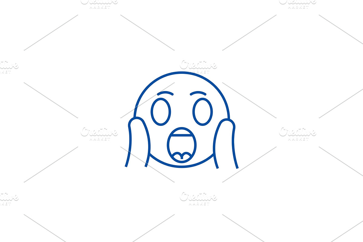 Face screaming emoji line icon in Illustrations - product preview 8