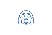 Face screaming emoji line icon
