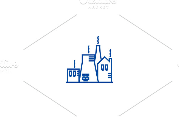 Factory, cluster line icon concept