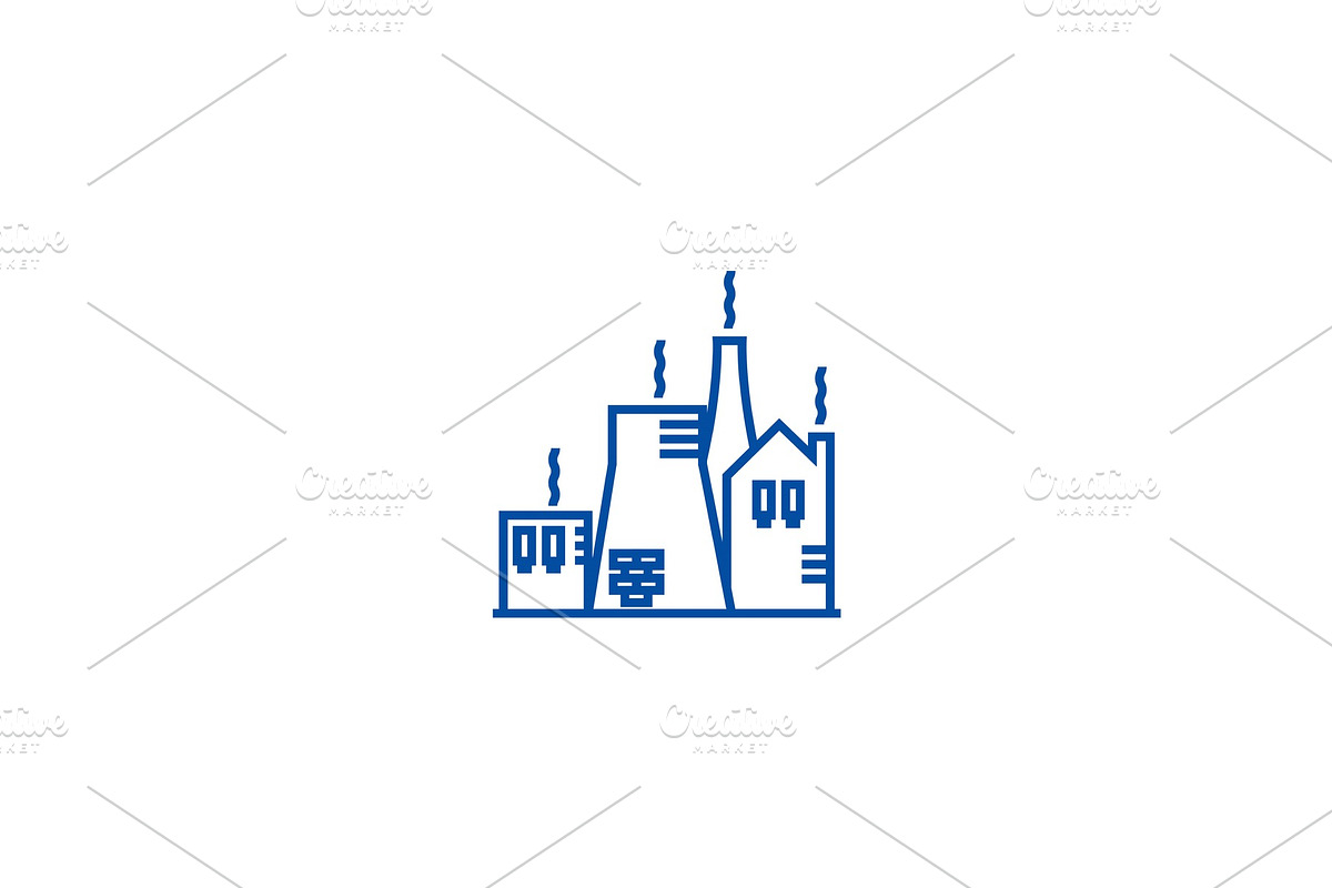 Factory, cluster line icon concept in Illustrations - product preview 8