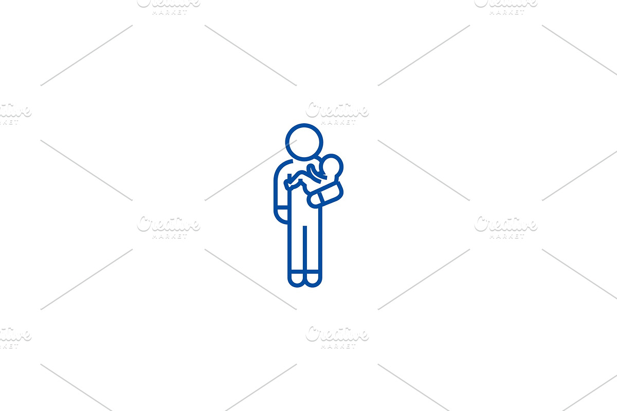 Person with baby line icon concept in Illustrations - product preview 8