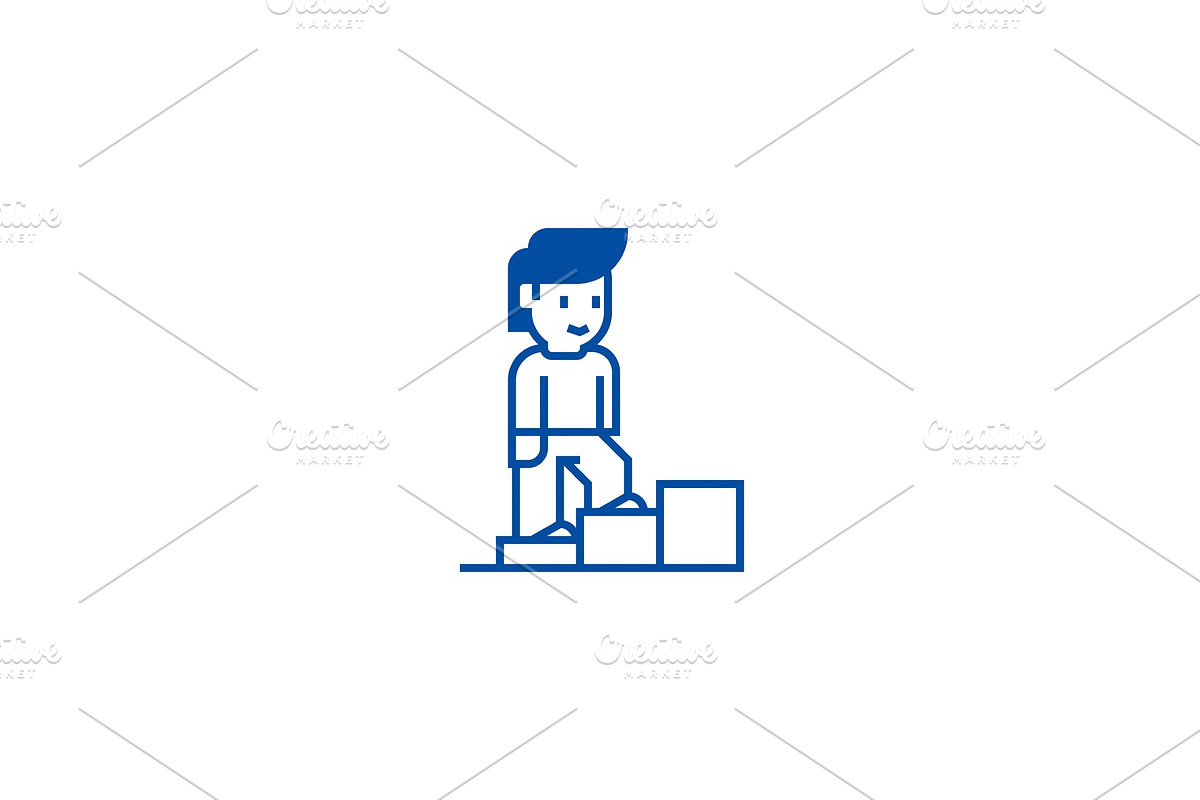 Personal growth,man stairs up line in Illustrations - product preview 8
