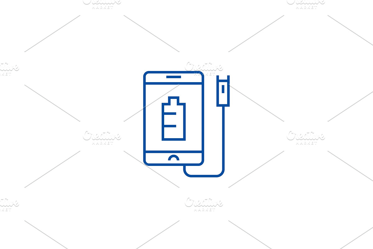 Phone charging line icon concept in Illustrations - product preview 8