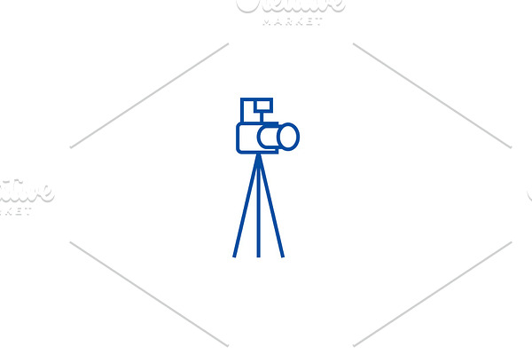 Photo camera with tripod line icon