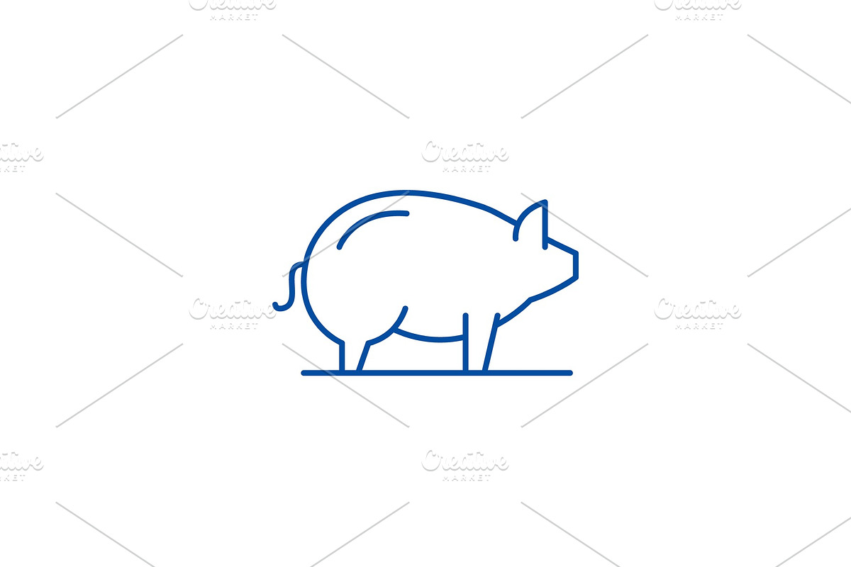 Pig line icon concept. Pig flat in Illustrations - product preview 8