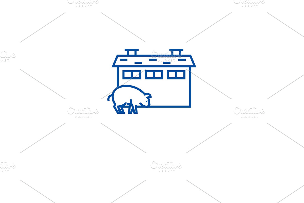 Pig farm line icon concept. Pig farm in Illustrations - product preview 8
