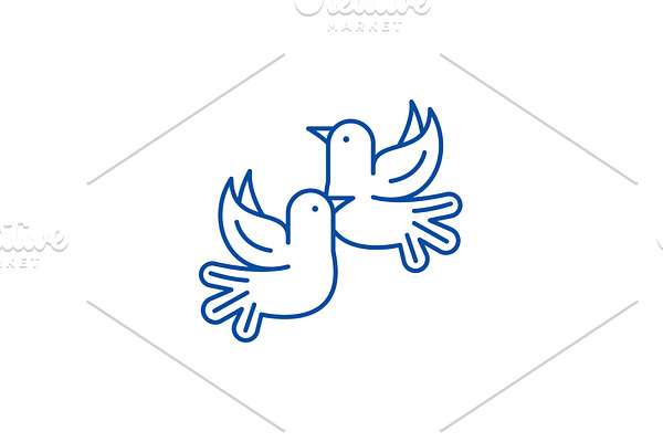 Pigeons line icon concept. Pigeons