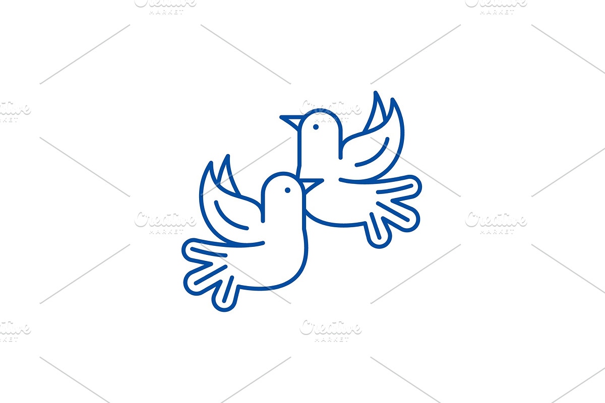 Pigeons line icon concept. Pigeons in Illustrations - product preview 8