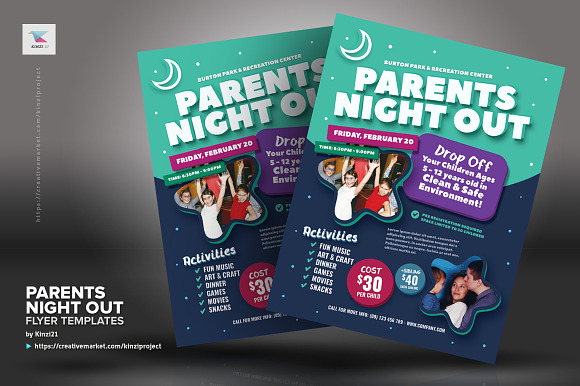 Parents Night Out Flyer Templates in Flyer Templates - product preview 1