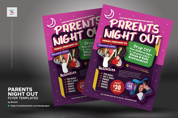 Parents Night Out Flyer Templates in Flyer Templates - product preview 3