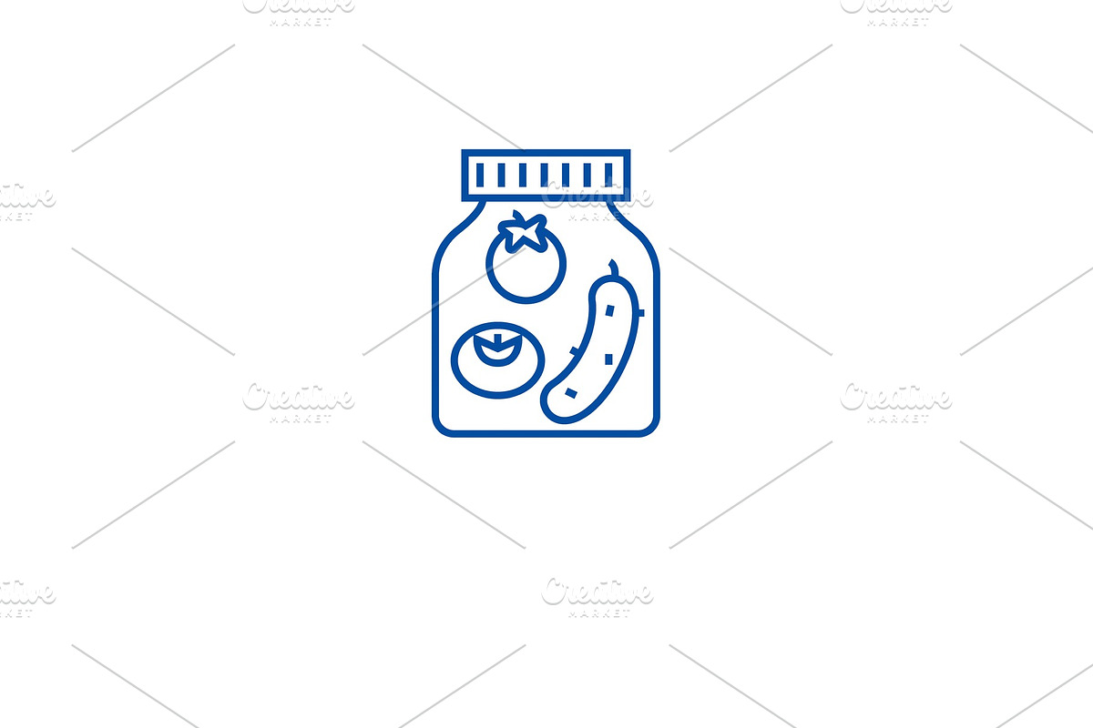 Pickled vegetables jar line icon in Illustrations - product preview 8