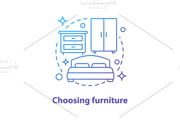 Choosing furniture concept icon