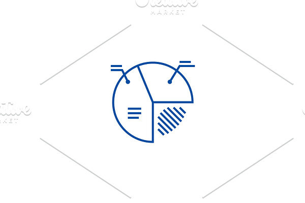 Pie diagram sign line icon concept