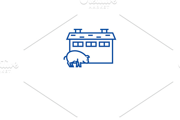 Pig farm line icon concept. Pig farm