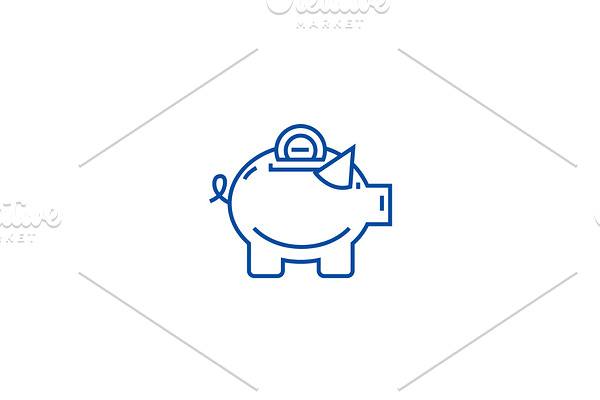 Piggy line icon concept. Piggy flat