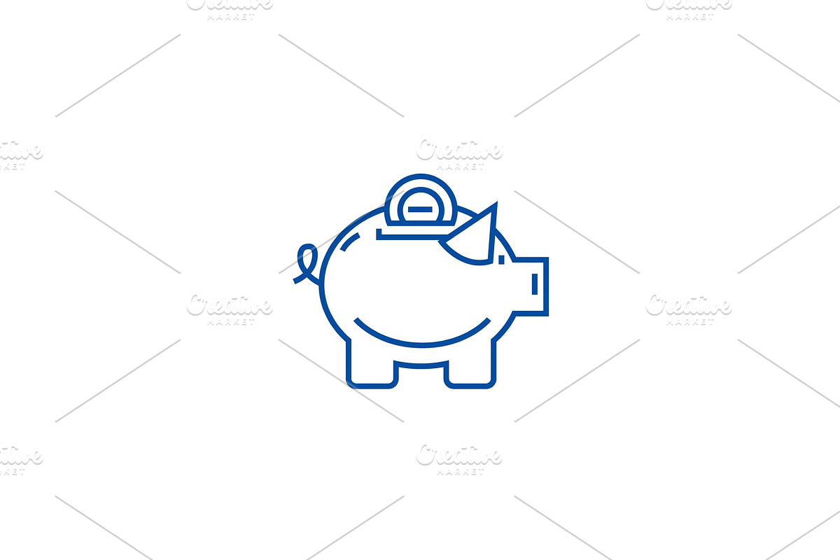 Piggy line icon concept. Piggy flat in Illustrations - product preview 8