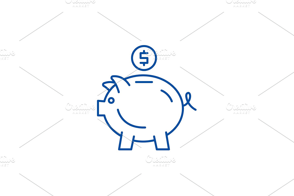 Piggy bank line icon concept. Piggy in Illustrations - product preview 8