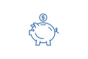 Piggy bank line icon concept. Piggy