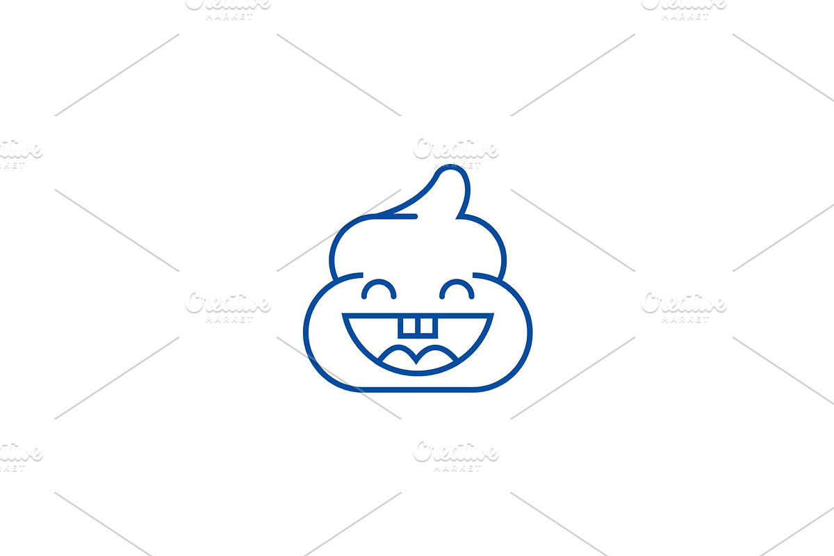 Pile of poo emoji line icon concept in Illustrations - product preview 8