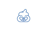 Pile of poo emoji line icon concept