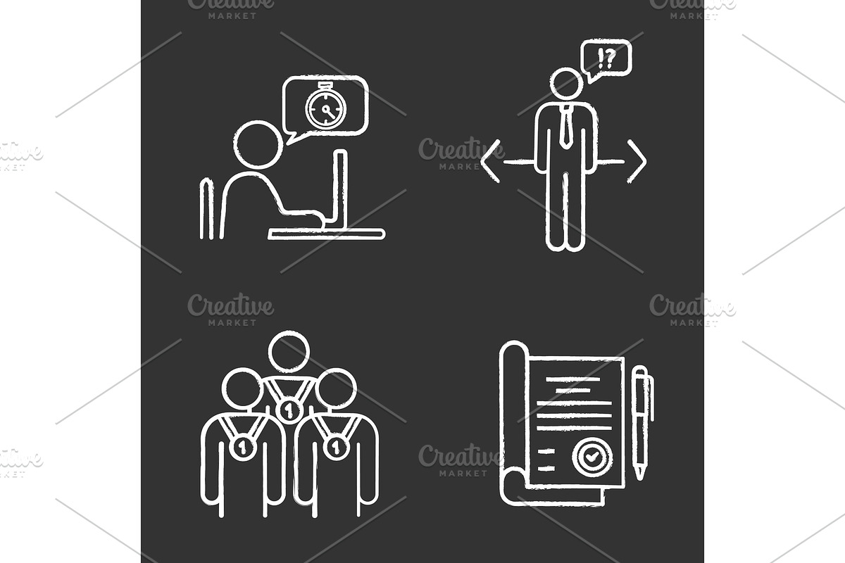 Business ethics chalk icons set in Icons - product preview 8