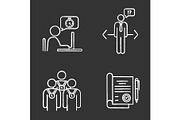 Business ethics chalk icons set