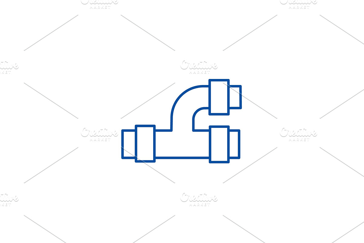 Pipes, plumbing line icon concept in Illustrations - product preview 8