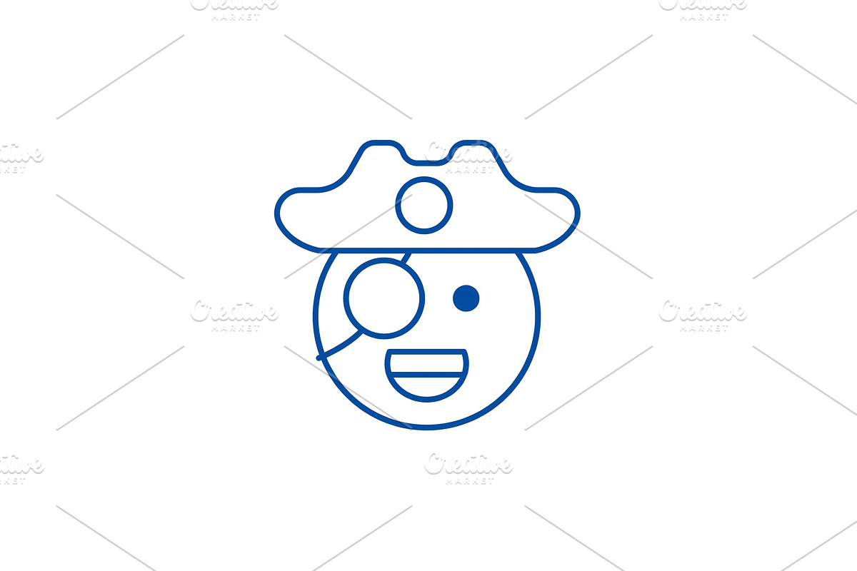 Pirate emoji line icon concept in Illustrations - product preview 8