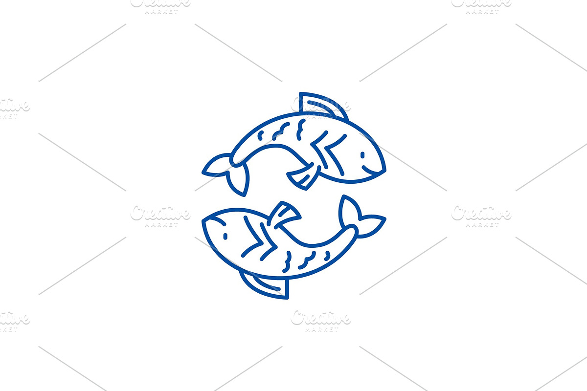 Pisces zodiac sign line icon concept in Illustrations - product preview 8