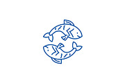 Pisces zodiac sign line icon concept