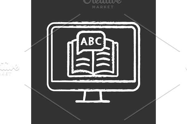 Online language learning chalk icon
