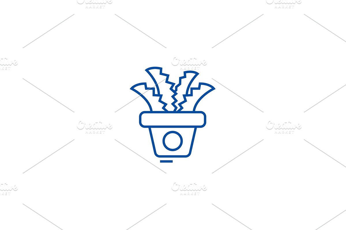 Plant in the pot,office cactus line in Illustrations - product preview 8