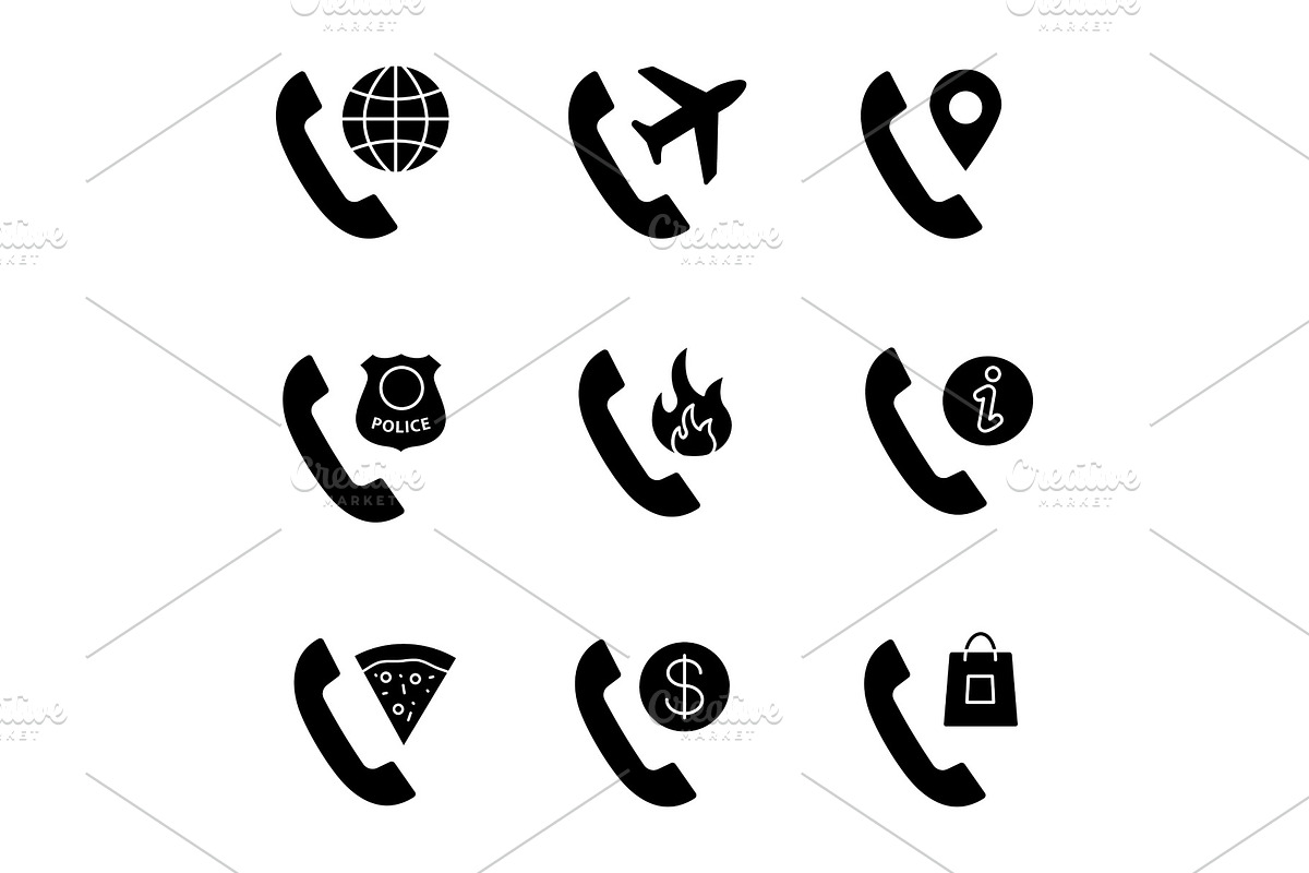 Phone services glyph icons set in Icons - product preview 8