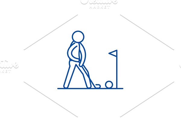 Playing golf line icon concept